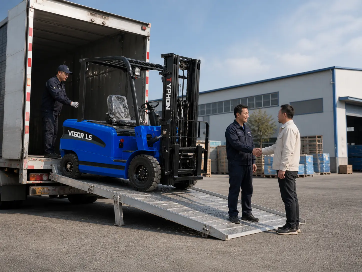 Forklift equipment prepared for a logistics and distribution operation